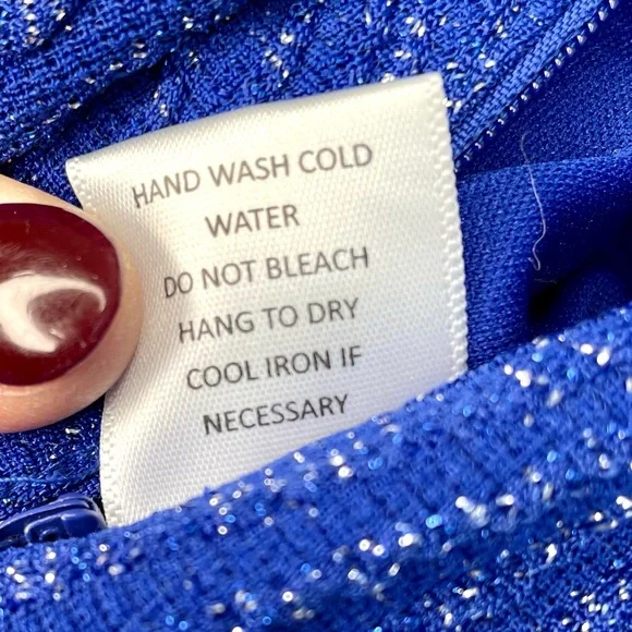 Charlotte Russe Electric Blue Cutout Halter Mini Dress XS Metallic Semi Formal - Picture 14 of 15